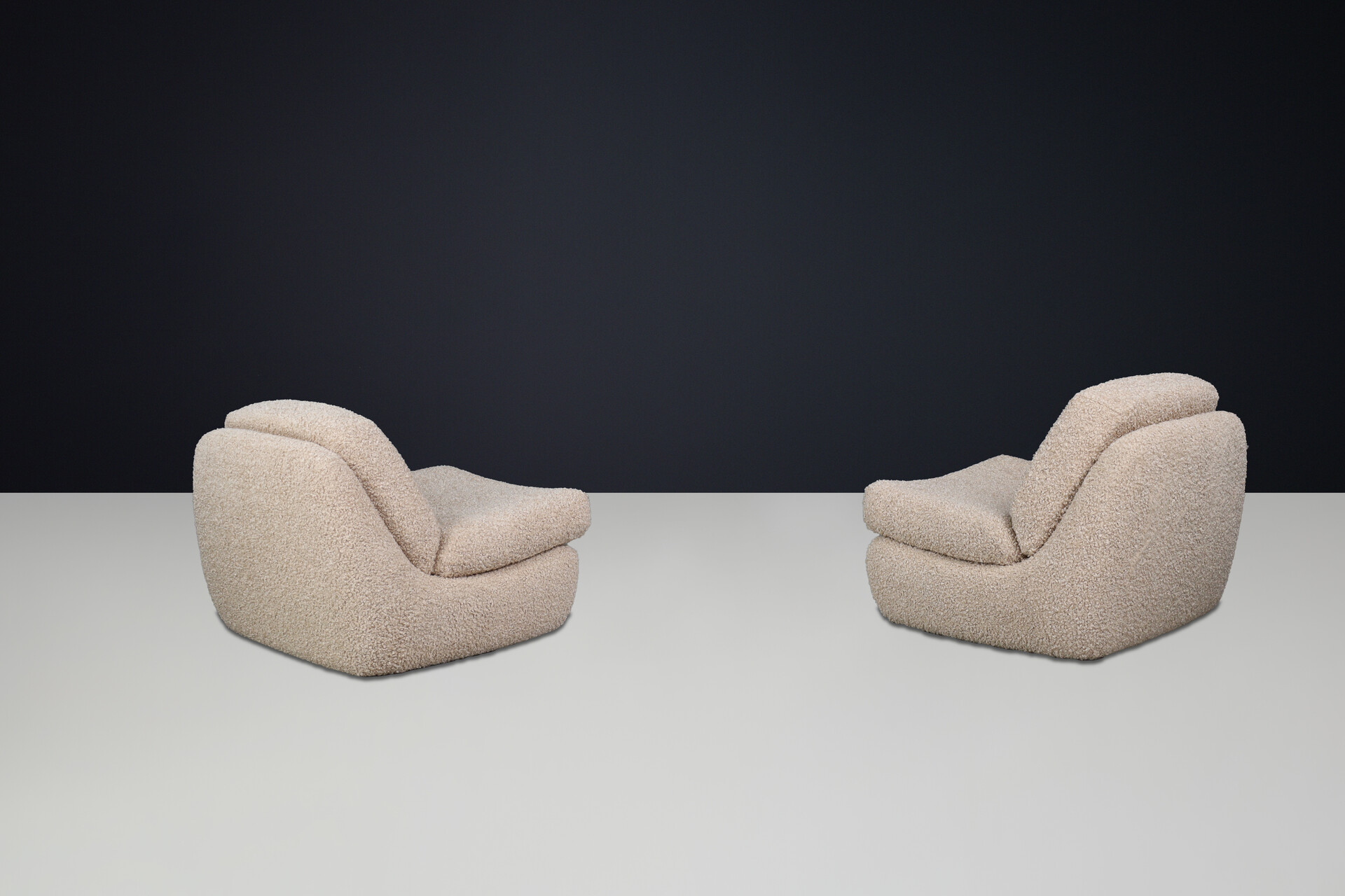 Modern Easy lounge chairs in teddy upholstery, germany 1970s Late-20th century