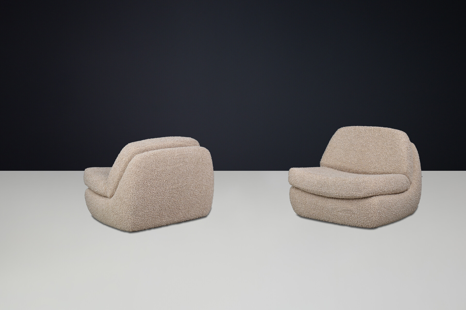 Modern Easy lounge chairs in teddy upholstery, germany 1970s Late-20th century