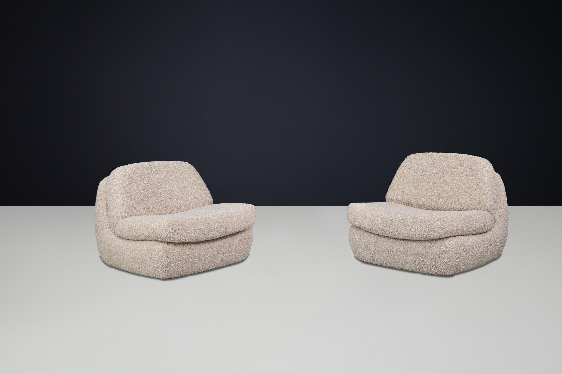 Modern Easy lounge chairs in teddy upholstery, germany 1970s Late-20th century