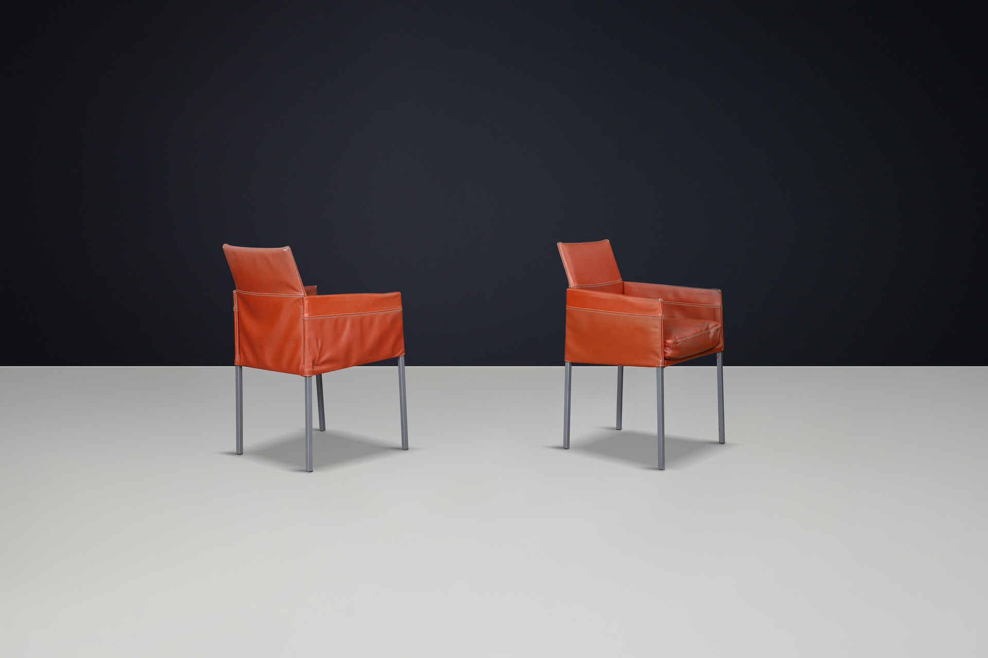 Modern Karl-Friedrich Förster Designed KFF Texas Dining Chairs in patinated leather , Germany 1980s Late-20th century