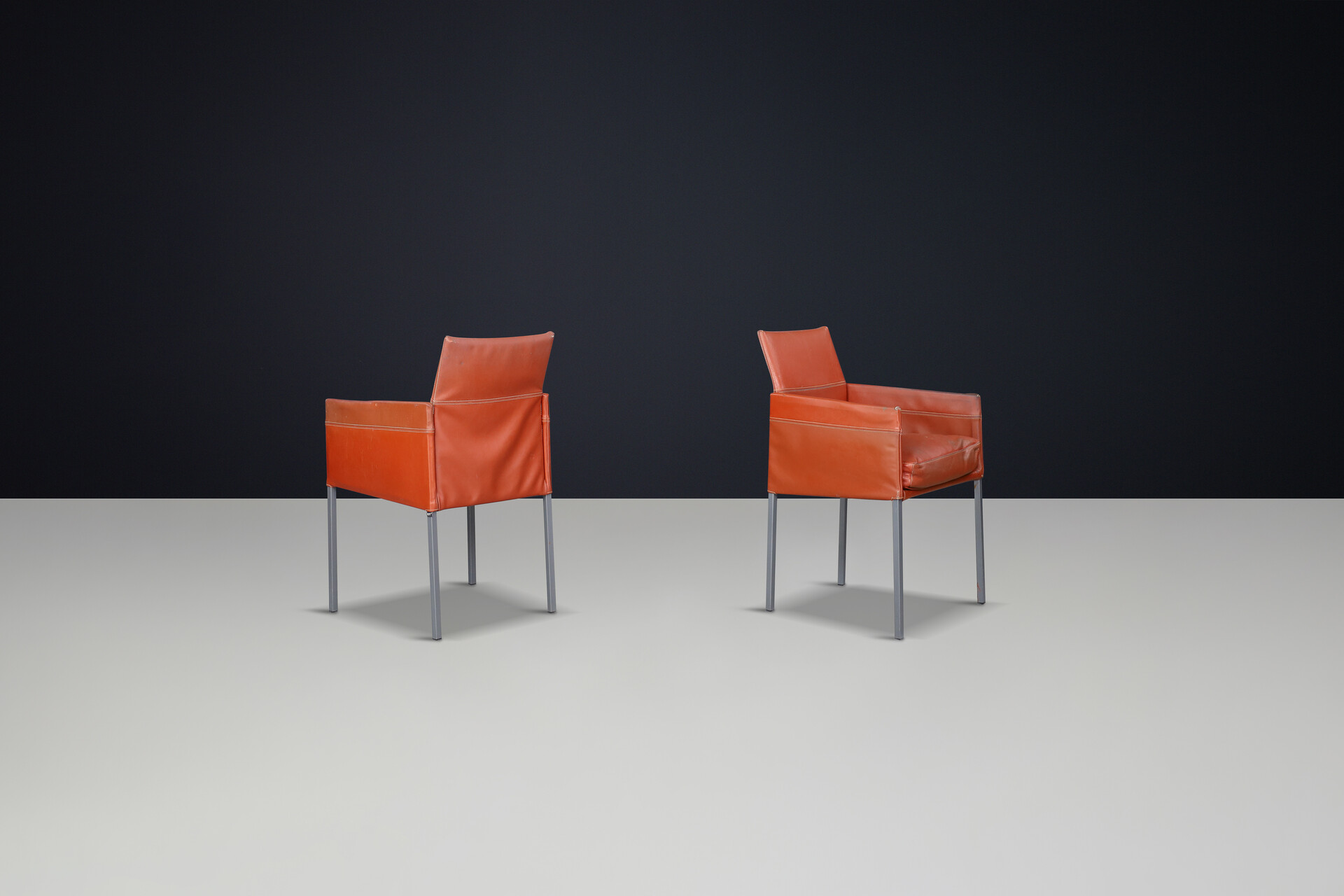 Modern Karl-Friedrich Förster Designed KFF Texas Dining Chairs in patinated leather , Germany 1980s Late-20th century