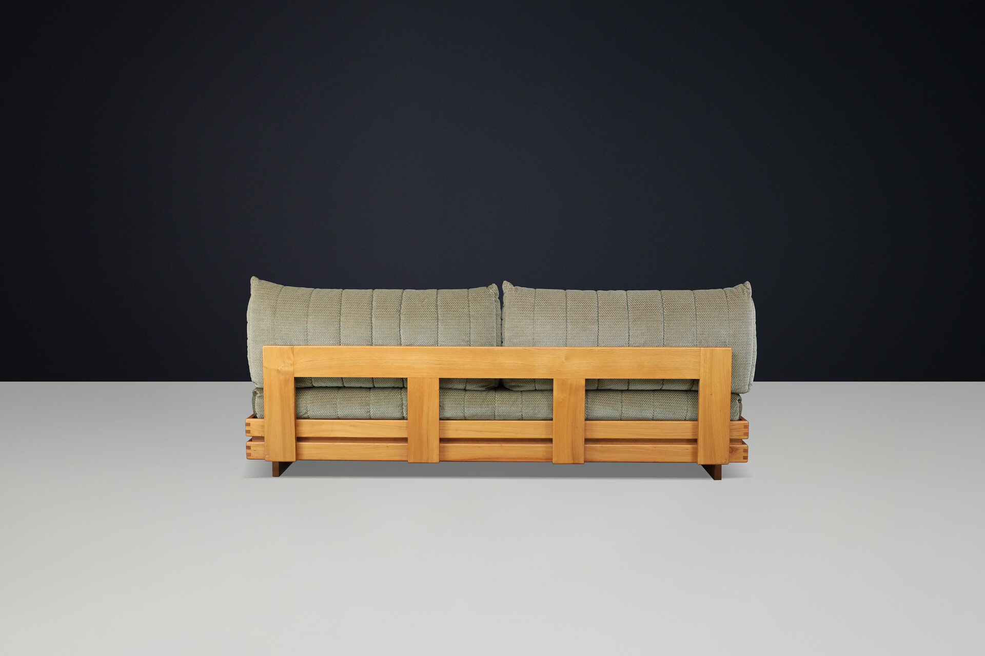 Modern Maison Regain elm and green upholstery Living Room Set, France 1970s Late-20th century