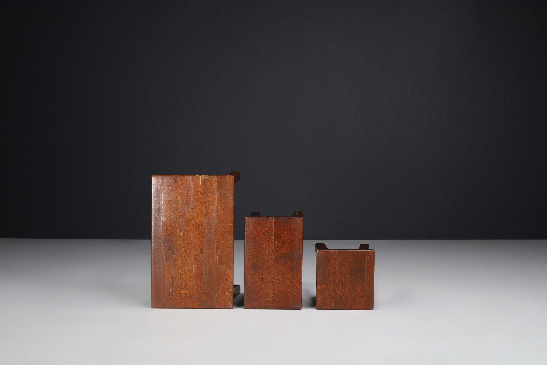 Modern Solid Oak Nesting Tables, France 1960's Late-20th century