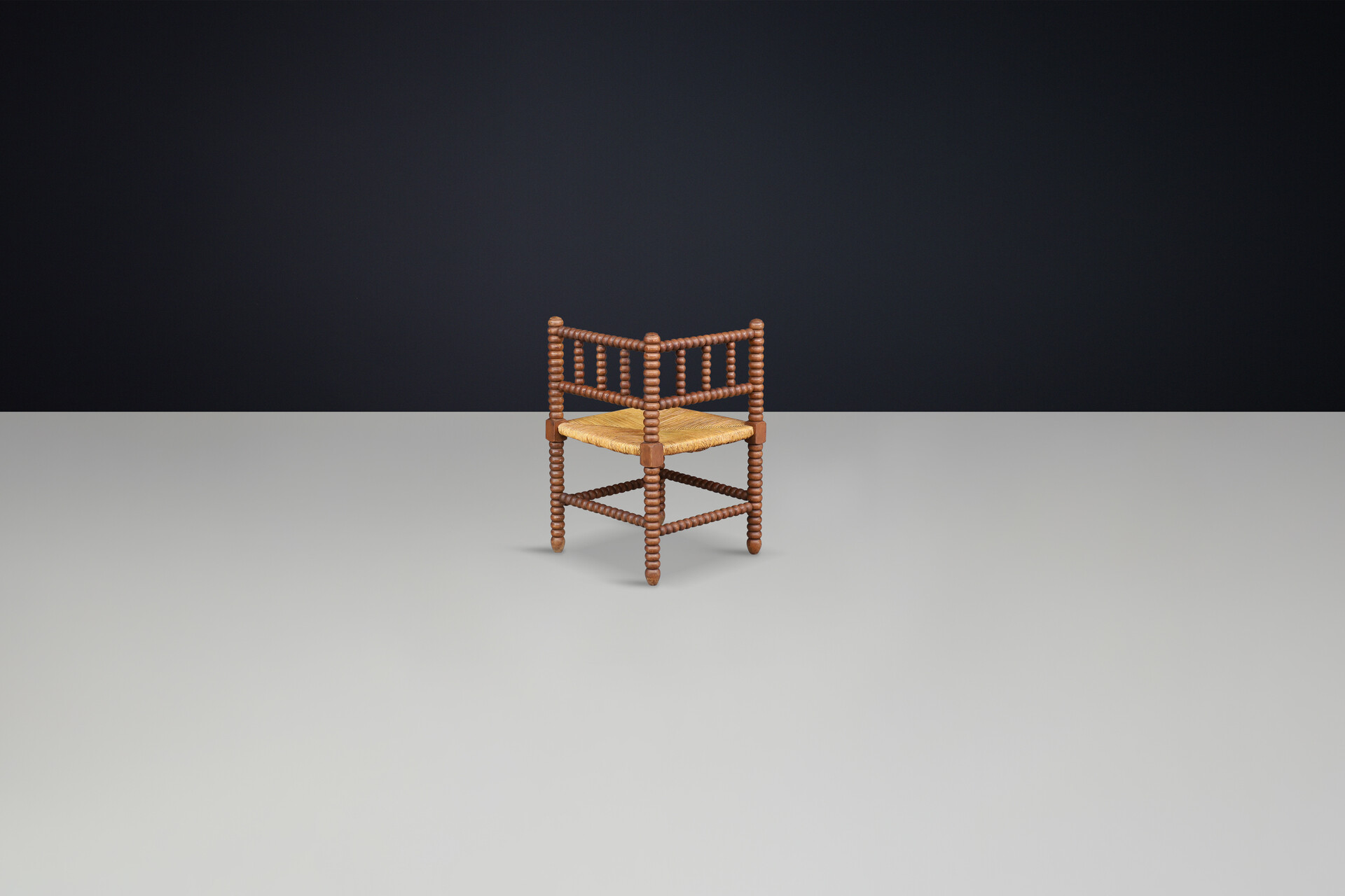 Oak ank wicker bobbin chair, France 1950s Mid-20th century