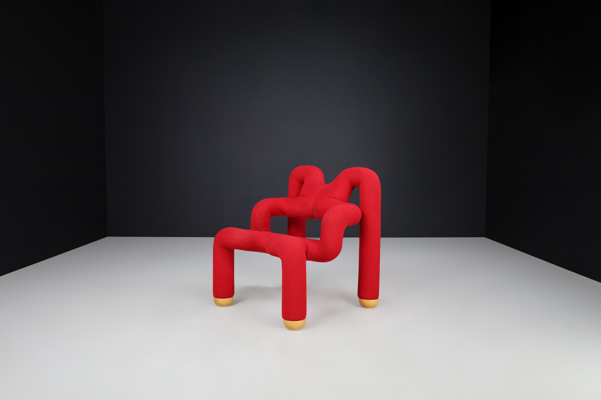 Post modern Ekstrem Chair by Terje Ekstrom in Original Red Fabric