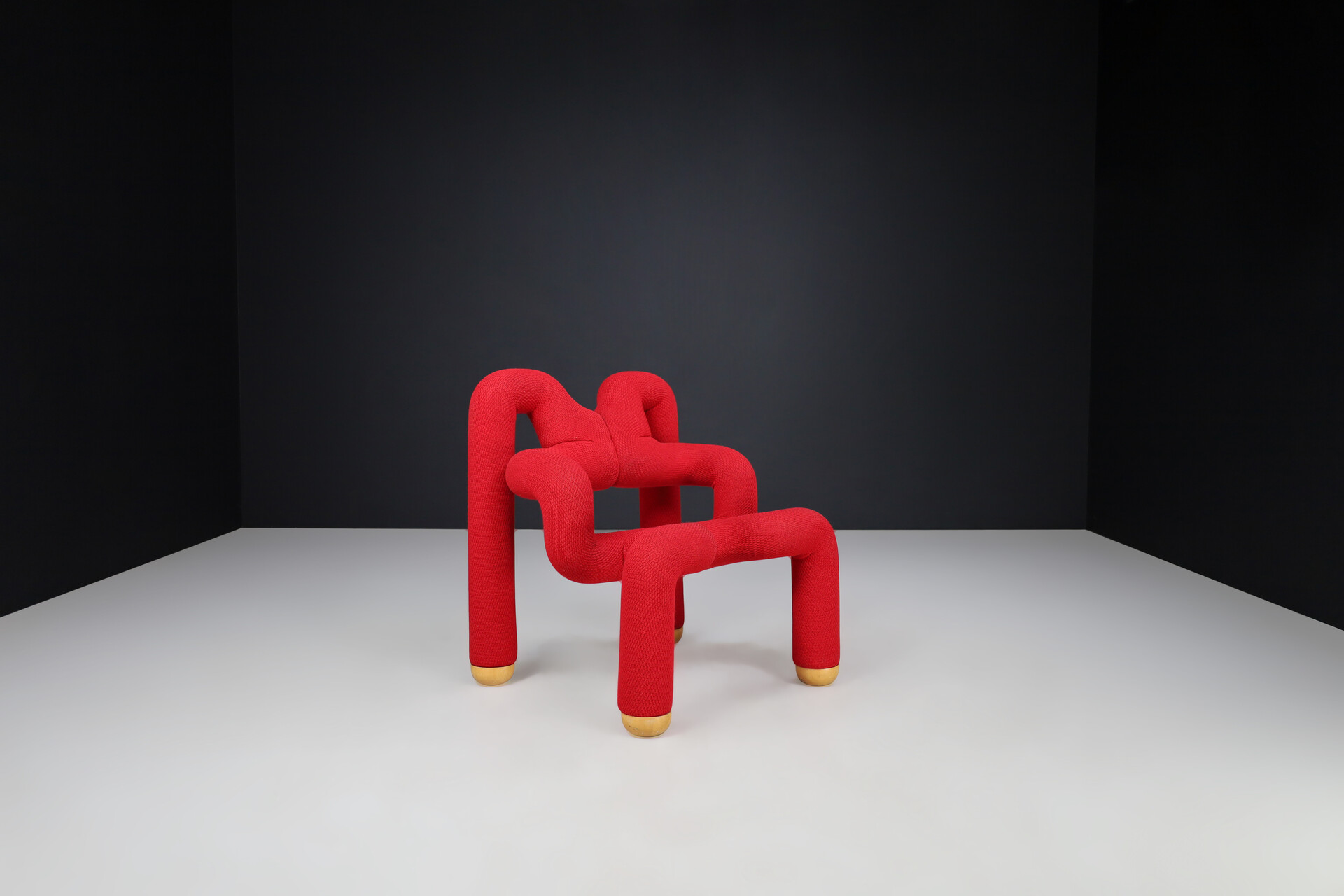 Post modern Ekstrem Chair by Terje Ekstrom in Original Red Fabric