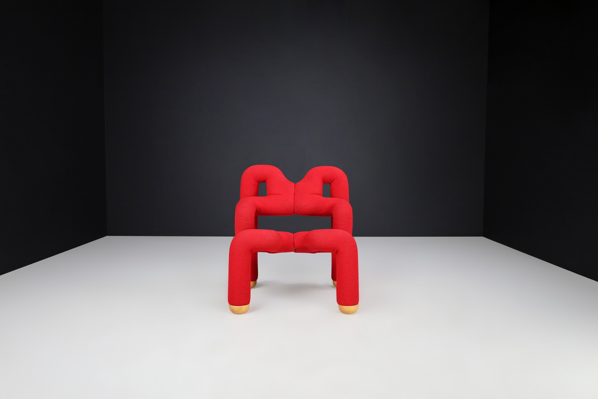 Post modern Ekstrem Chair by Terje Ekstrom in Original Red Fabric, Norway 1984 Late-20th century