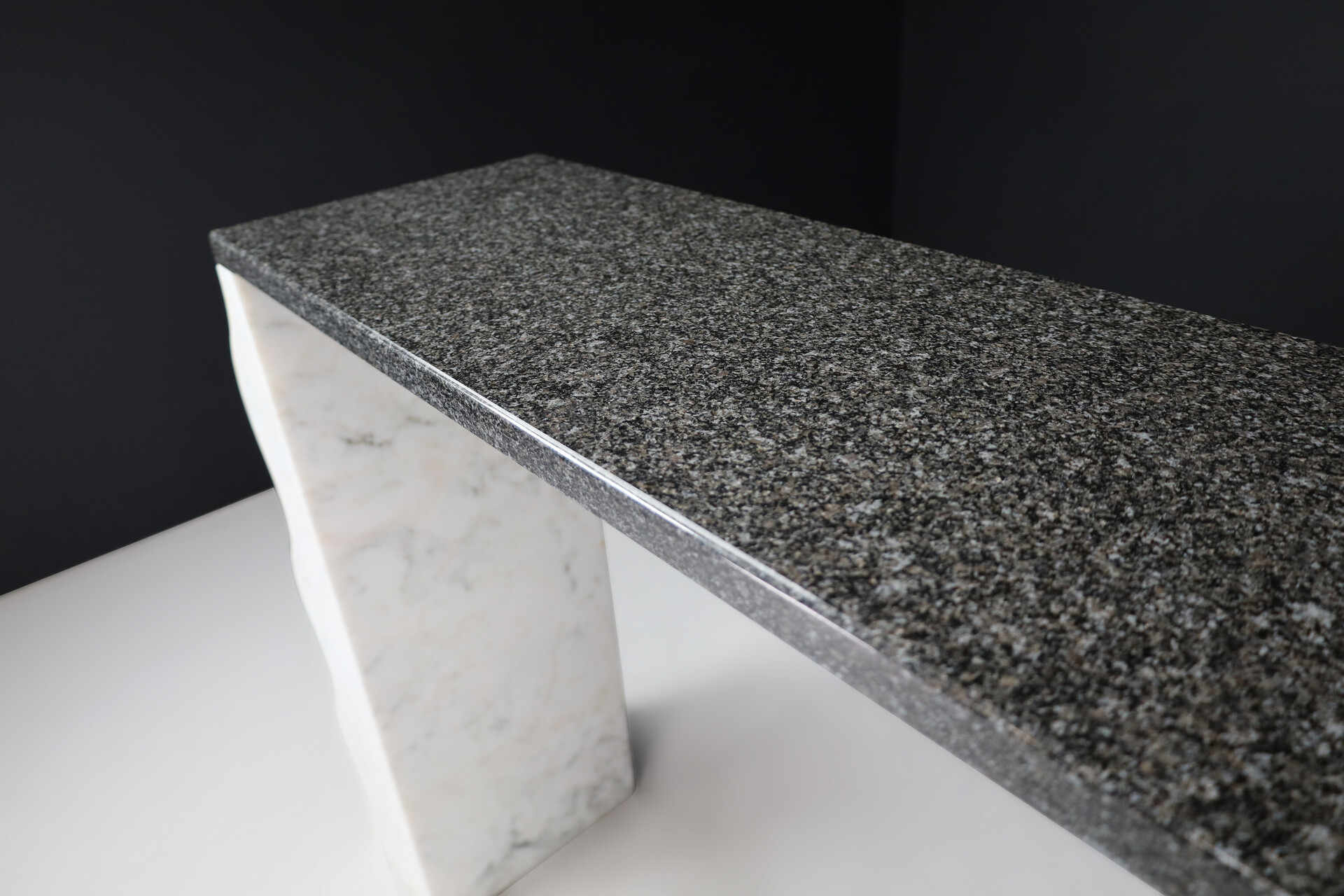 Post modern Ettore Sottsass Montenegro Carrara Marble & Granite Console for Ultima Edizione, Italy 1980s Late-20th century