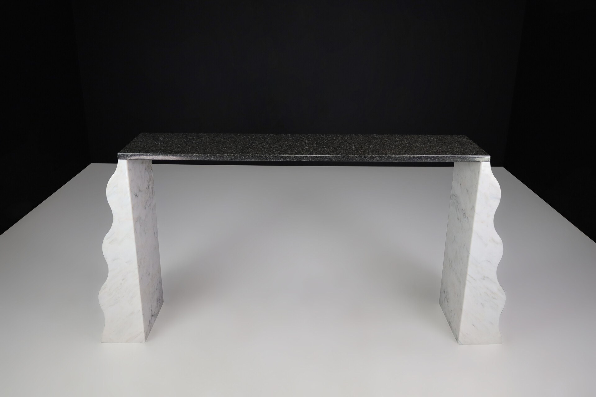 Post modern Ettore Sottsass Montenegro Carrara Marble & Granite Console for Ultima Edizione, Italy 1980s Late-20th century