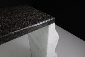 Post modern Ettore Sottsass Montenegro Carrara Marble & Granite Console for Ultima Edizione, Italy 1980s Late-20th century