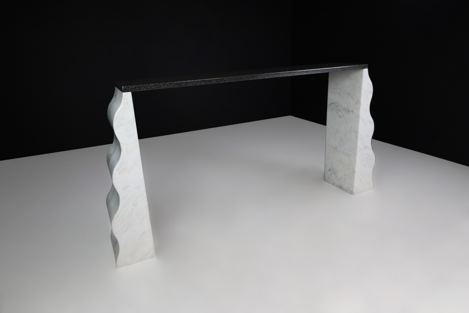 Post modern Ettore Sottsass Montenegro Carrara Marble & Granite Console for Ultima Edizione, Italy 1980s Late-20th century