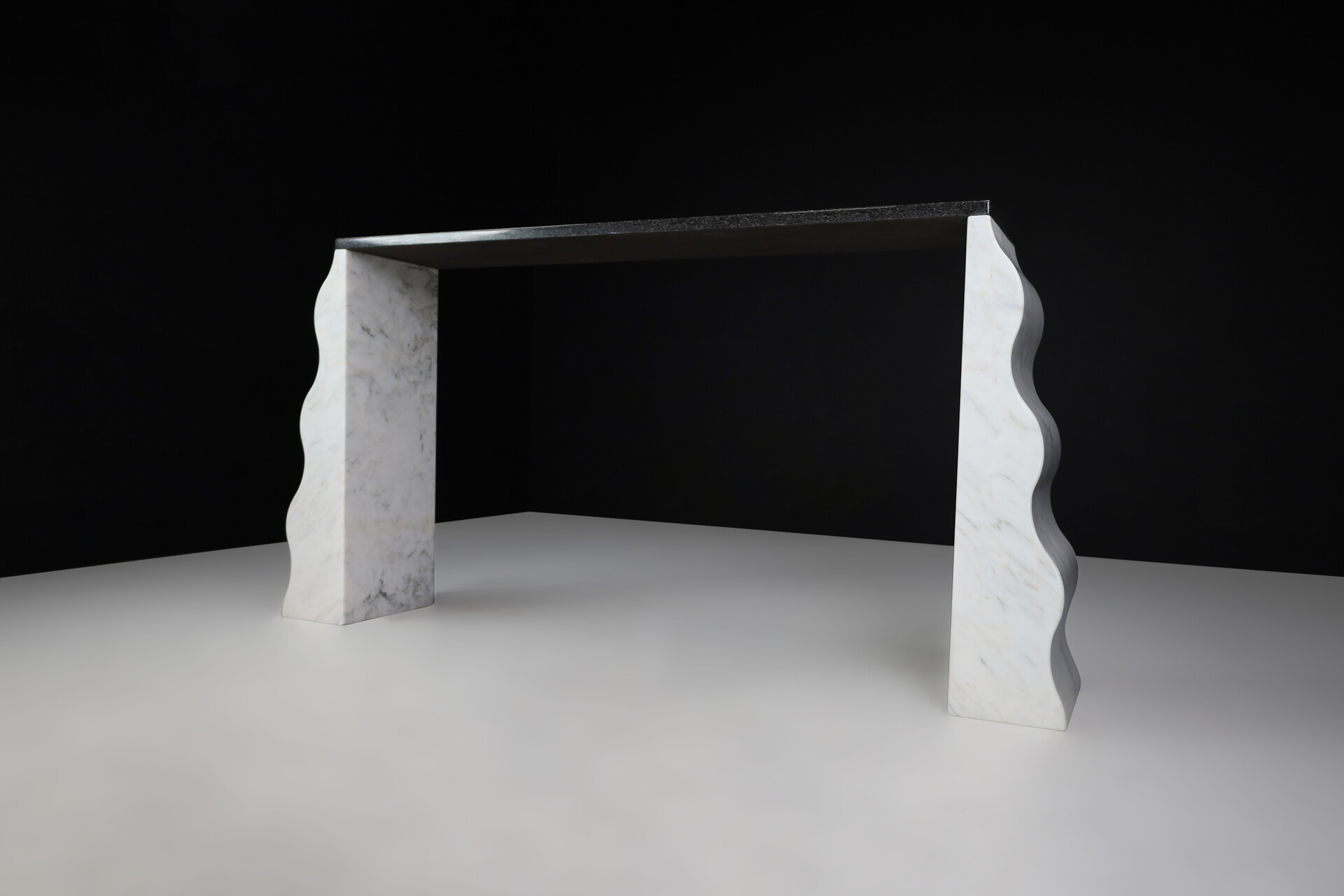 Post modern Ettore Sottsass Montenegro Carrara Marble & Granite Console for Ultima Edizione, Italy 1980s Late-20th century