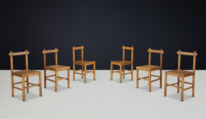 Primitive Beech dining chairs France 1950s Mid-20th century