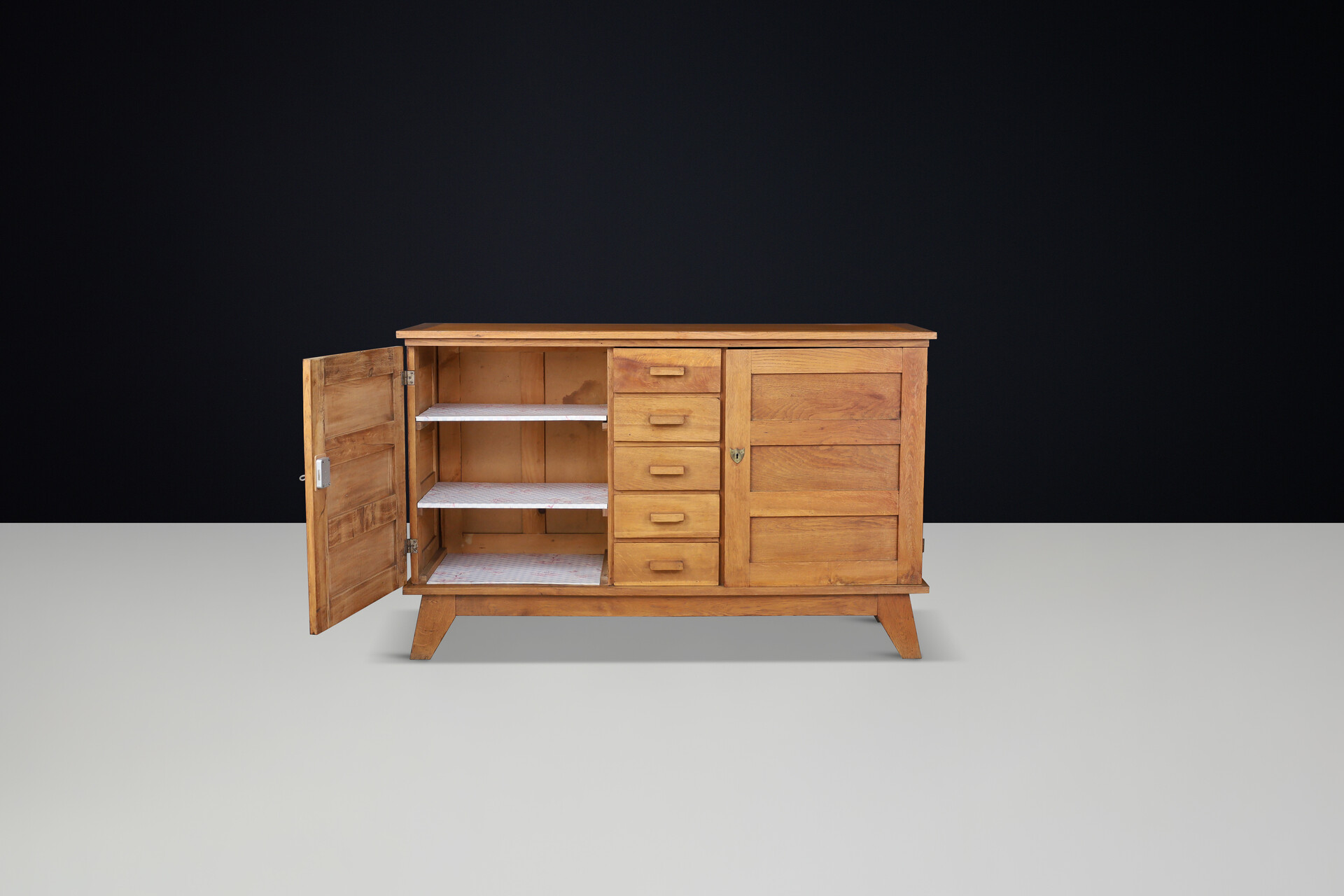 René Gabriel blond Oak Sideboard, France, 1940s Mid-20th century