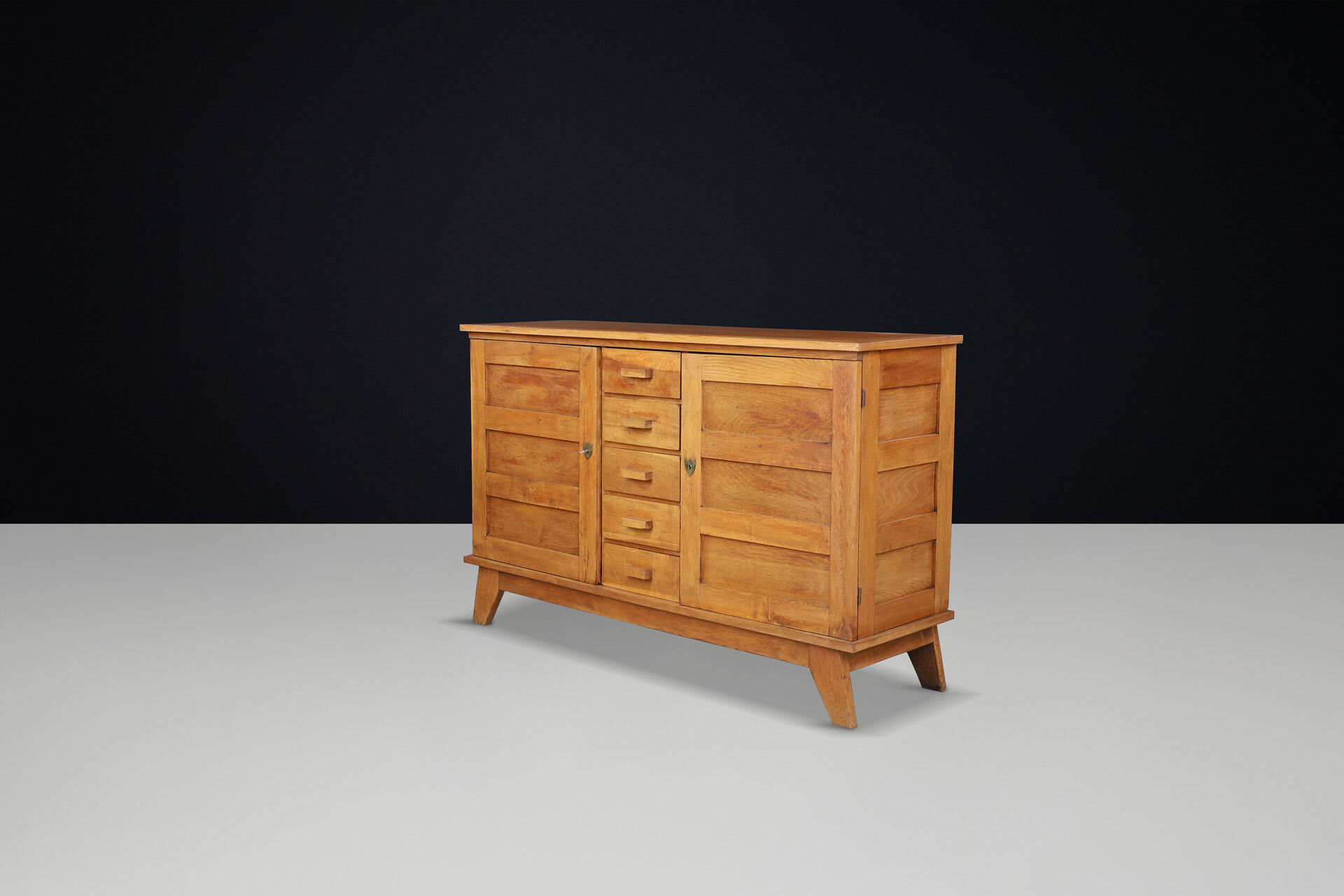 René Gabriel blond Oak Sideboard, France, 1940s Mid-20th century