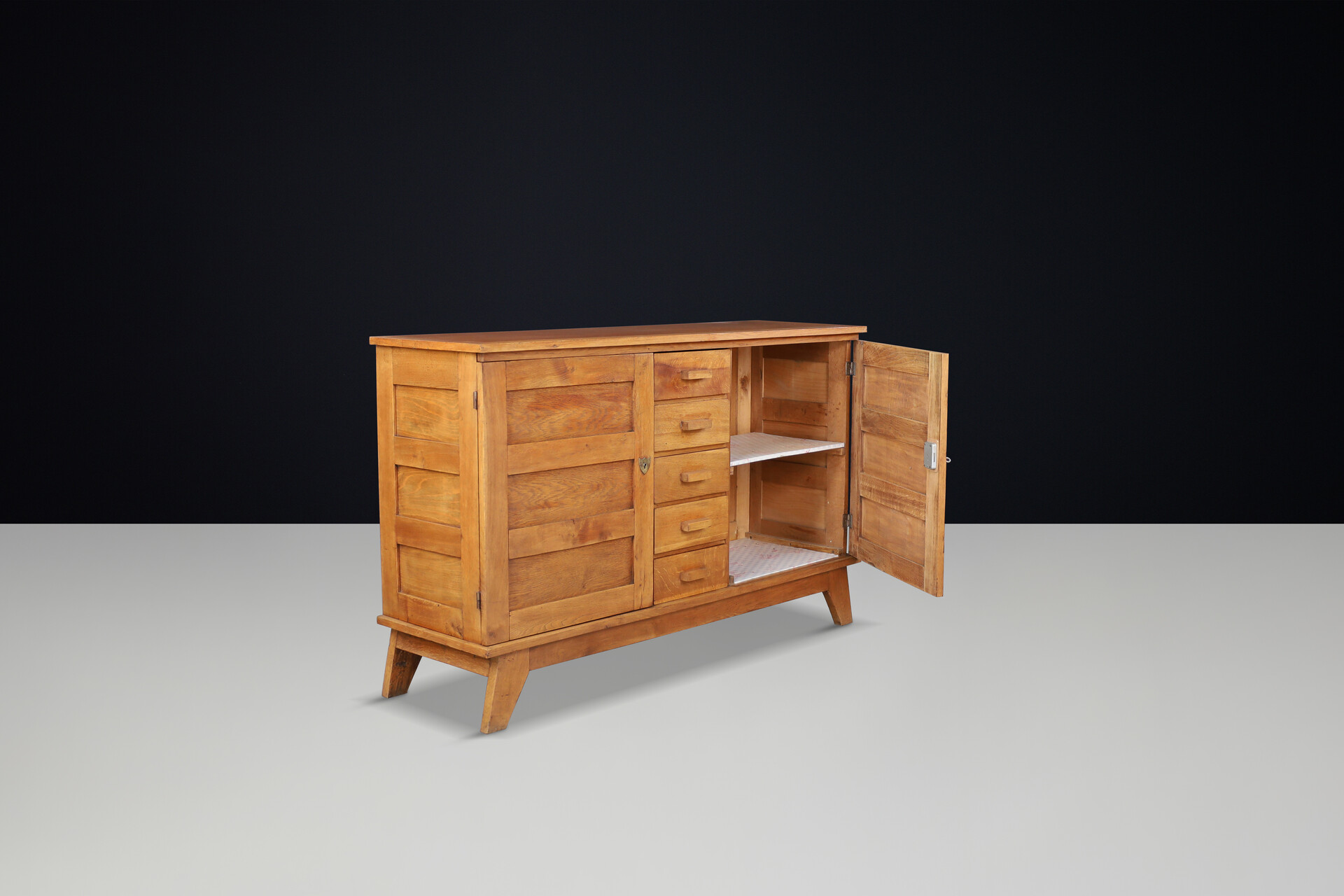 René Gabriel blond Oak Sideboard, France, 1940s Mid-20th century