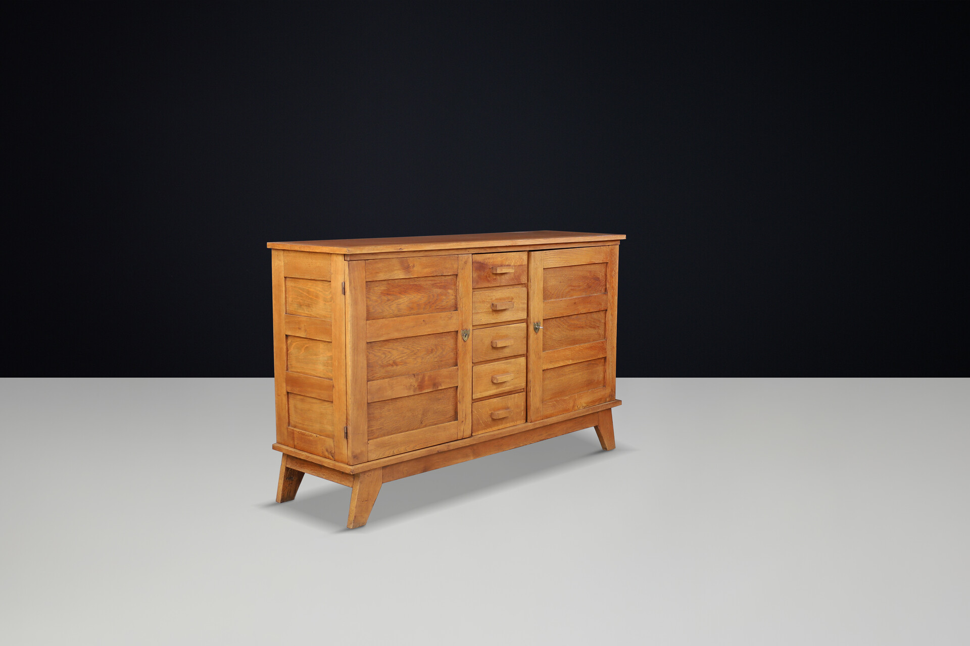 René Gabriel blond Oak Sideboard, France, 1940s Mid-20th century