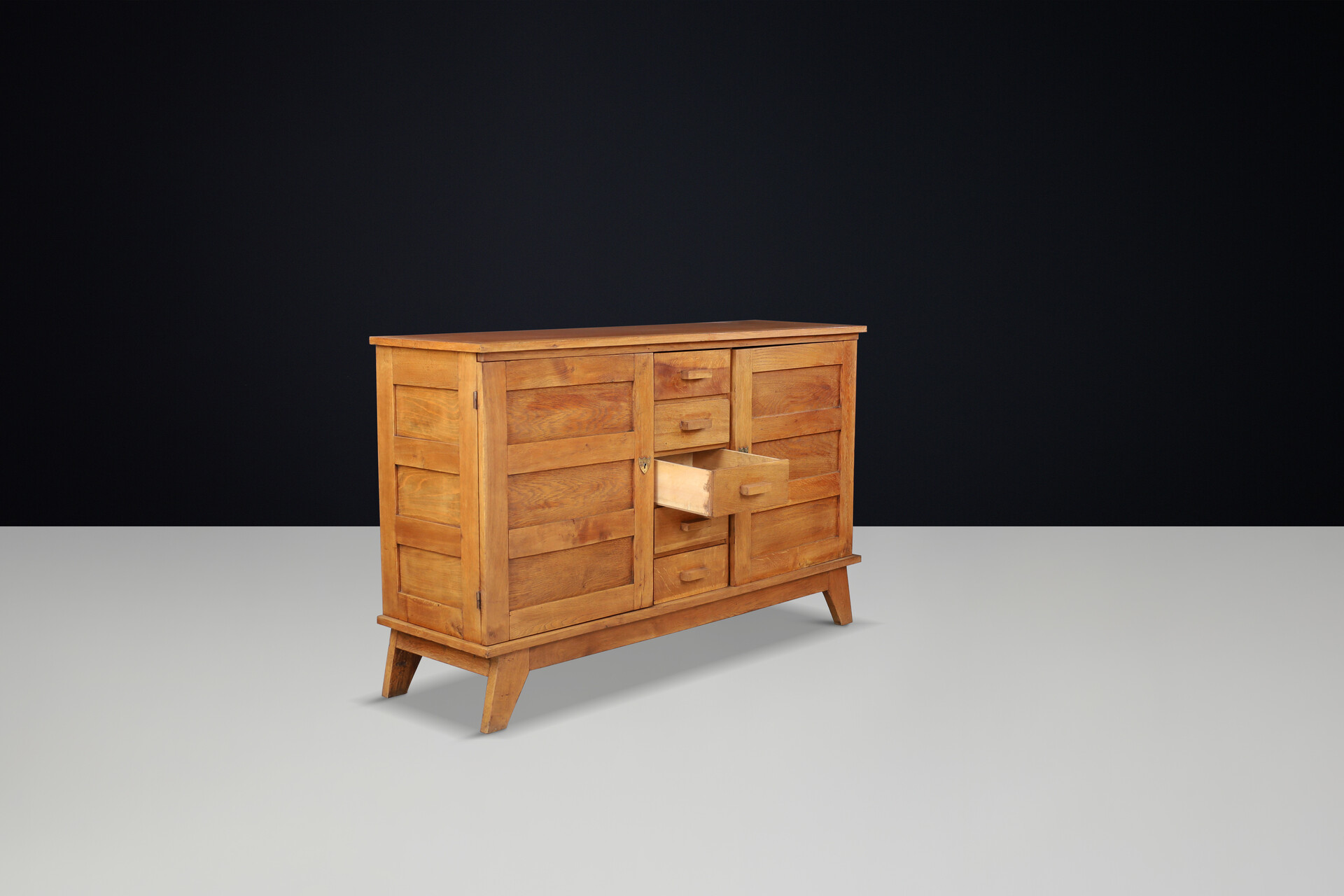 René Gabriel blond Oak Sideboard, France, 1940s Mid-20th century