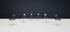 Scandinavian modern Arne Jacobsen Fritz  Chairs in Black, Model 3107 Denmark 1990s Late-20th century