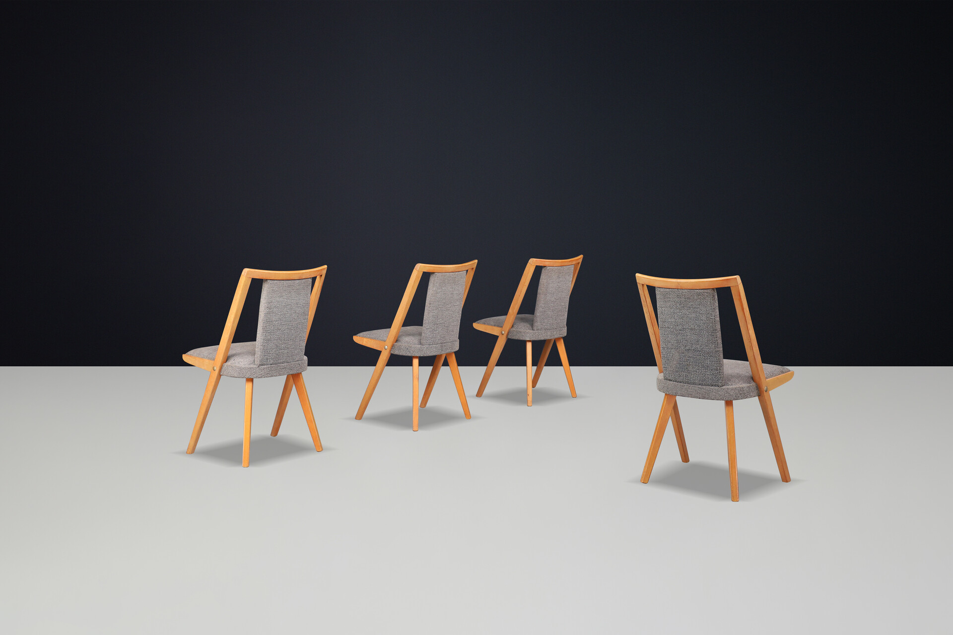 Scandinavian modern Beech and original upholstery dining room chairs, Cz 1960s Mid-20th century