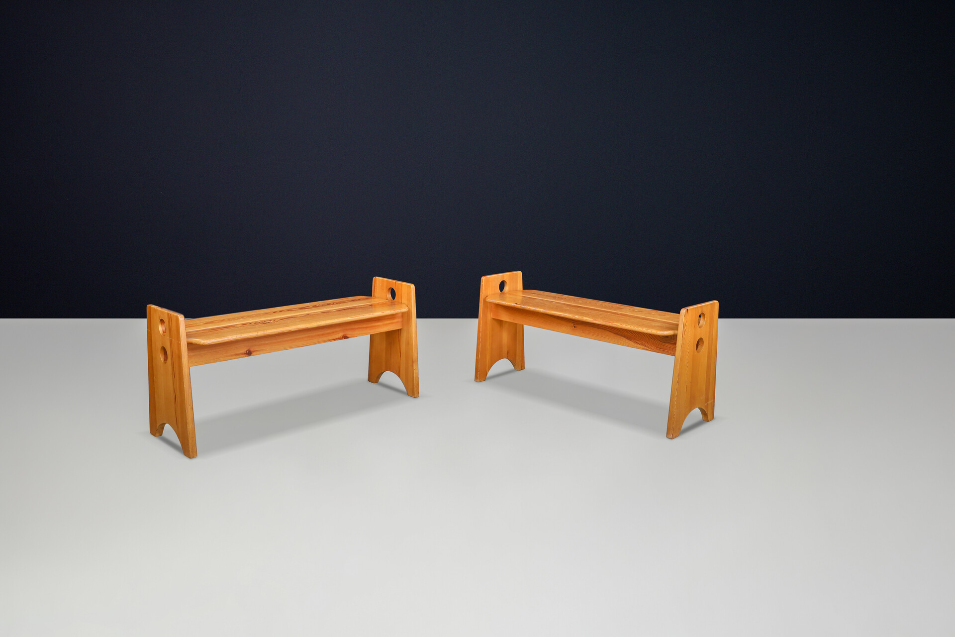 Scandinavian modern Gilbert Marklund Pine Table & Benches for Furusnickarn, Sweden 1970s Late-20th century