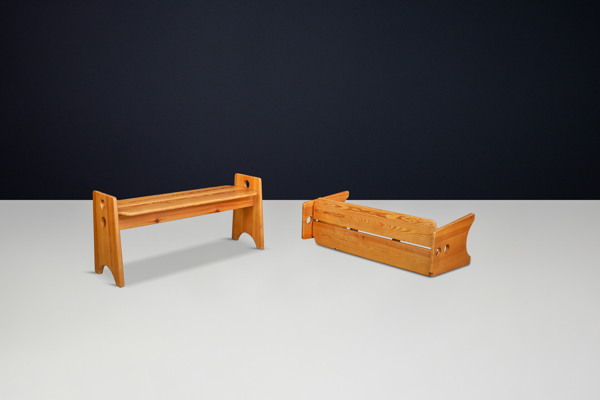 Scandinavian modern Gilbert Marklund Pine Table & Benches for Furusnickarn, Sweden 1970s Late-20th century