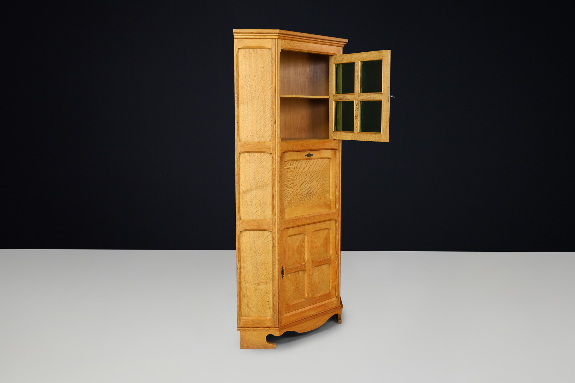 Scandinavian modern Henning Kjaernulf corner oak cabinet, Denmark 1960s Mid-20th century