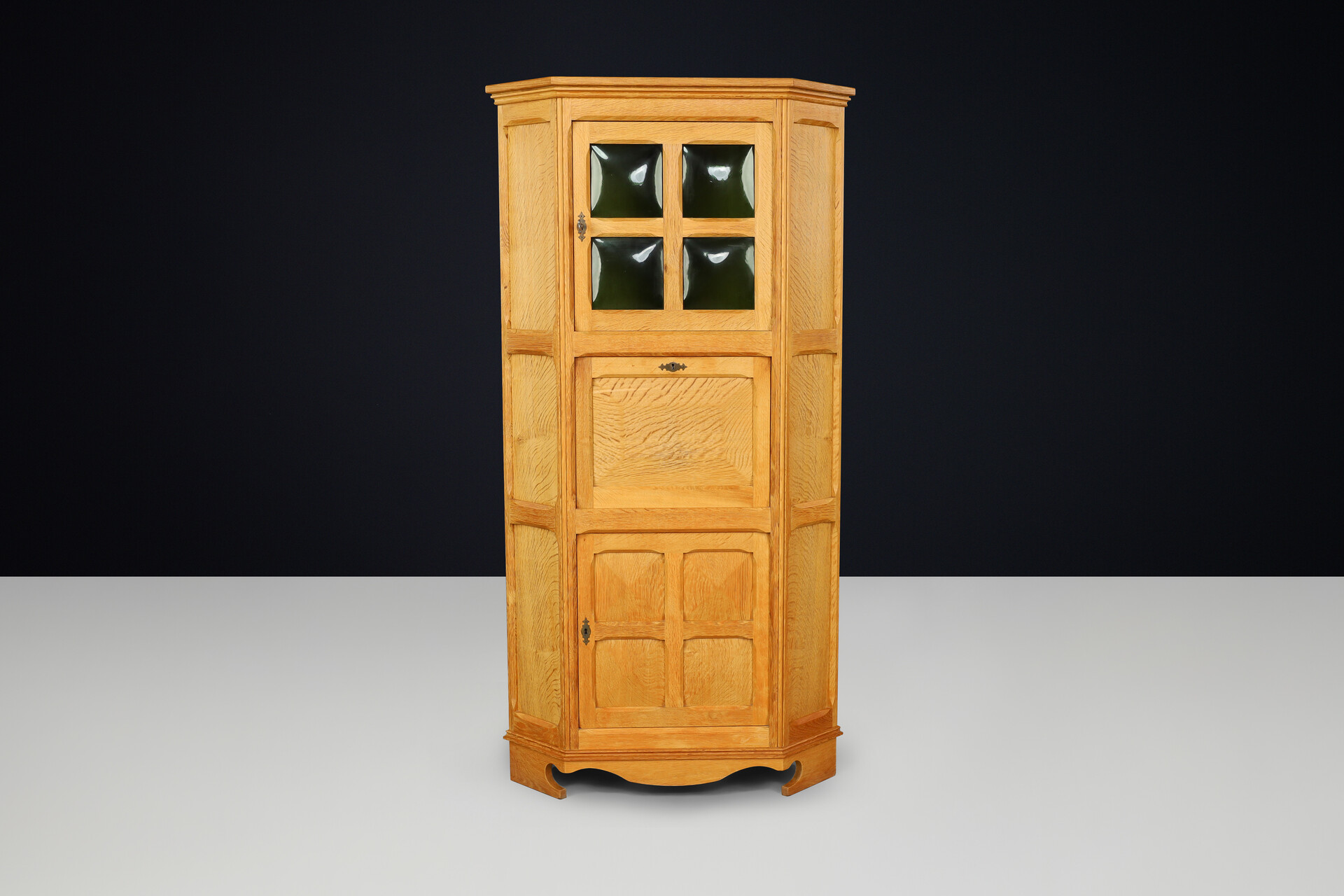 Scandinavian modern Henning Kjaernulf corner oak cabinet, Denmark 1960s Mid-20th century