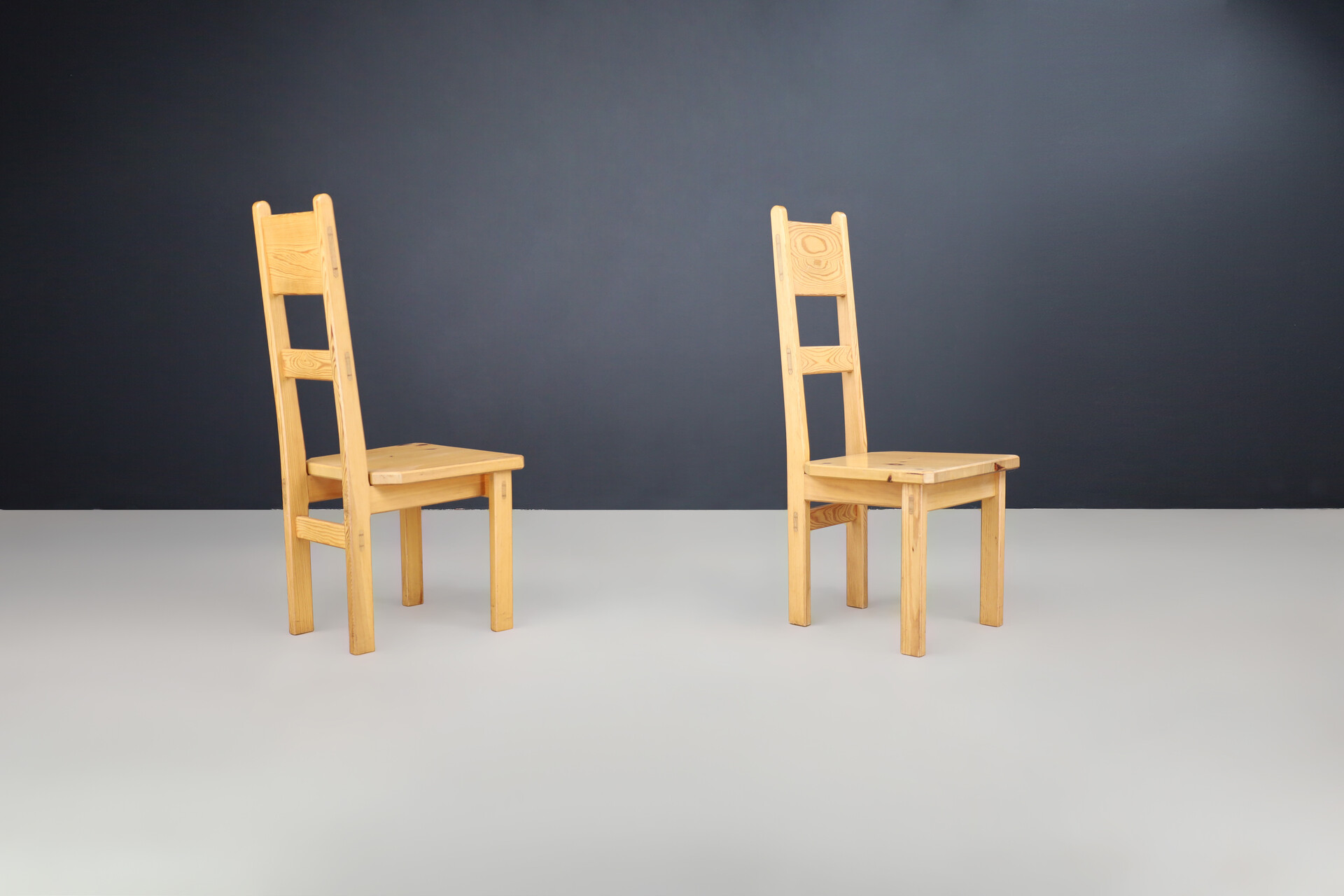 Scandinavian modern Roland Wilhelmsson for Karl Andersson & Söner Solid Pine Wood Chairs Sweden 1970 Late-20th century