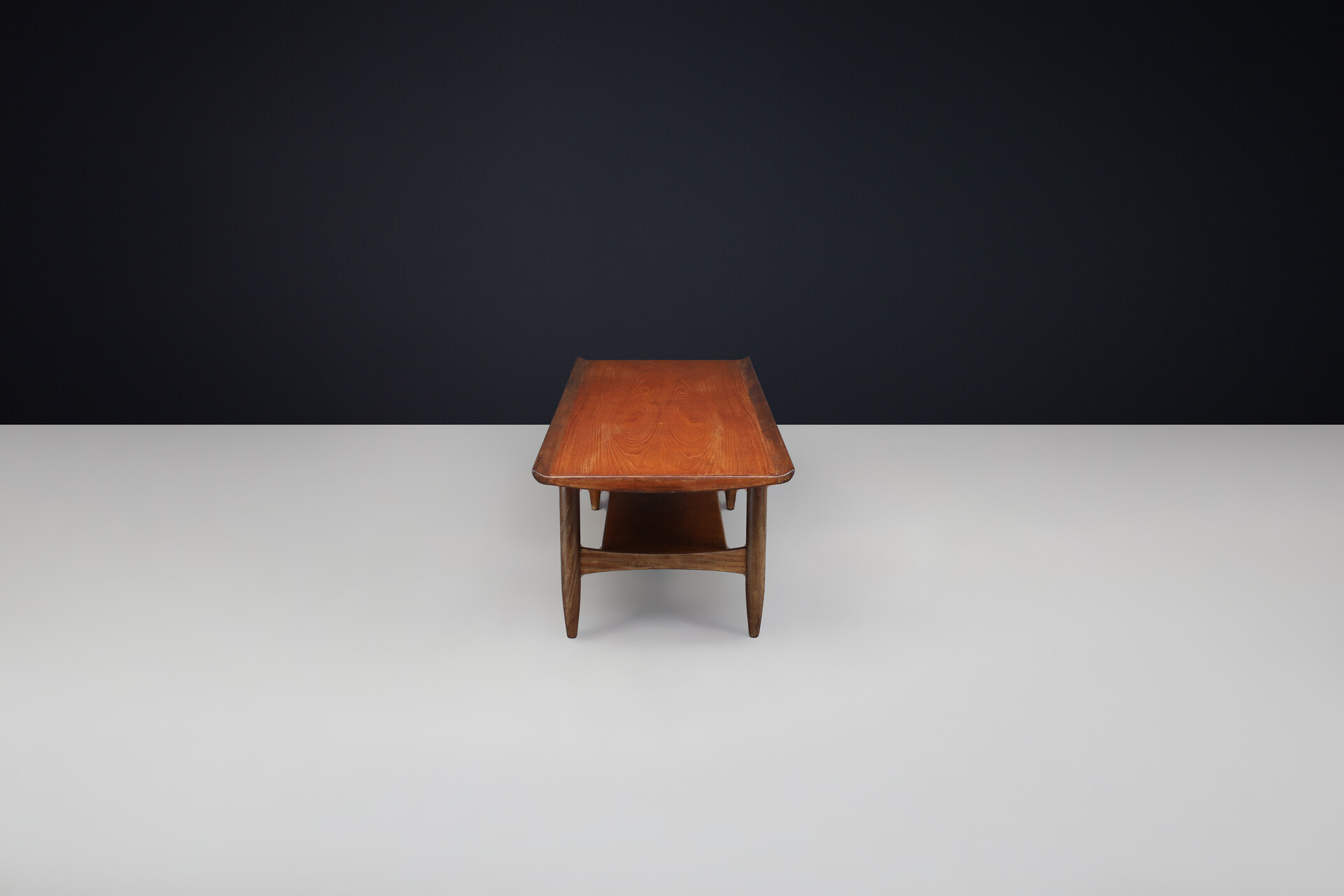 Scandinavian modern Teak coffee table with curved table top , Denmark 1960s Mid-20th century