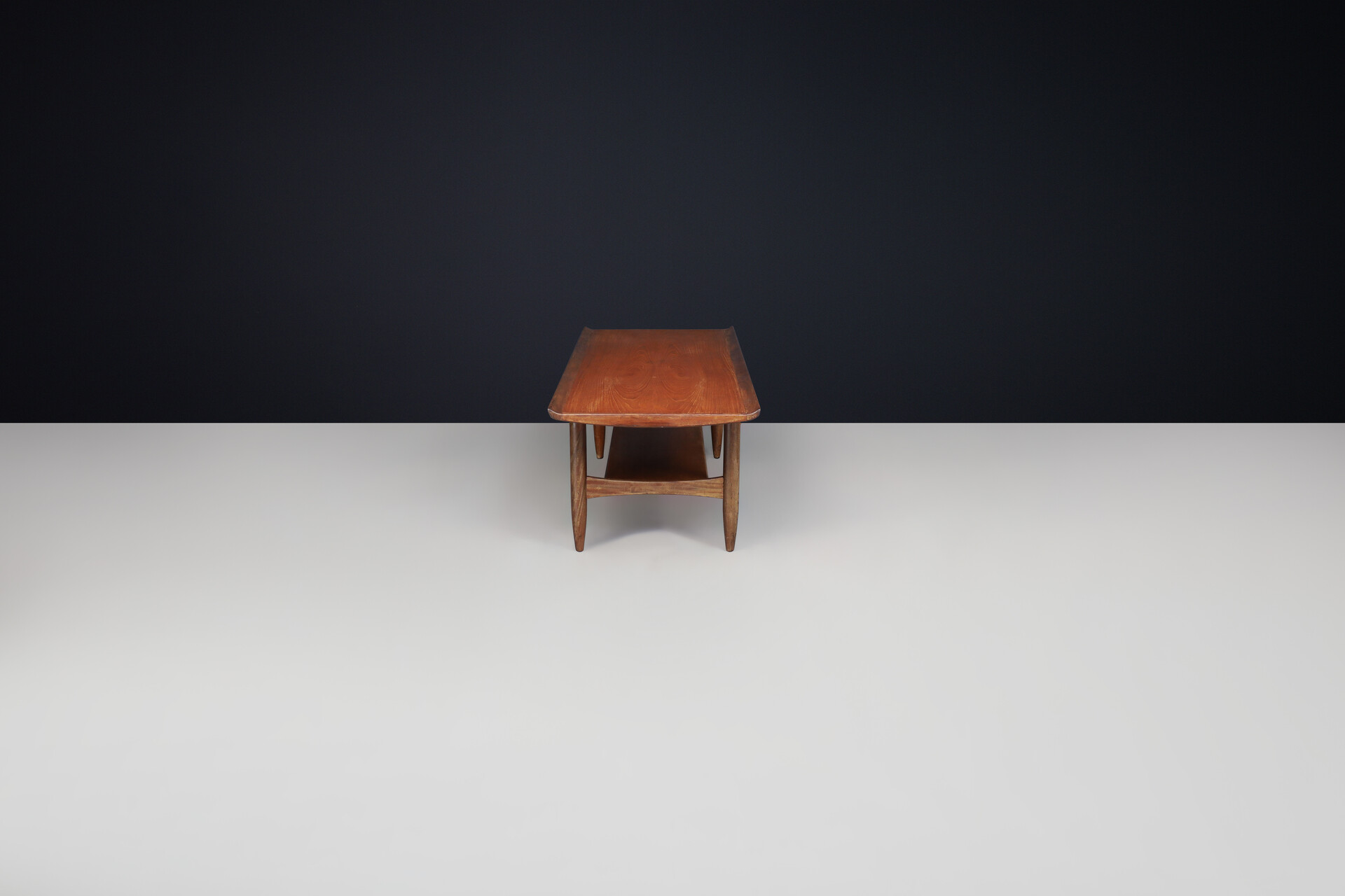 Scandinavian modern Teak coffee table with curved table top , Denmark 1960s Mid-20th century