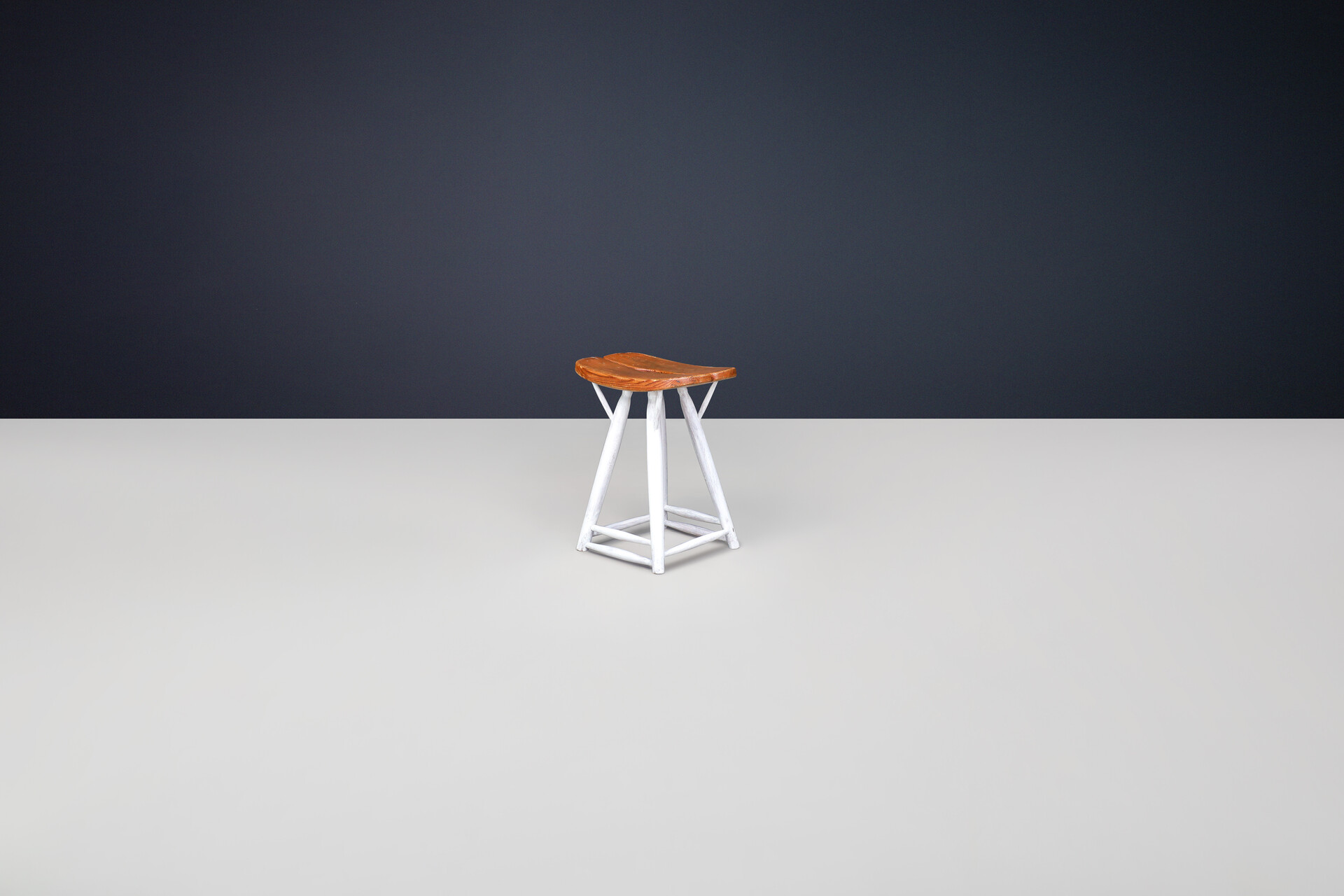 Scandinavian modern Wooden stool in the style of Ilmari Tapiovaara, Finland 1950s Mid-20th century