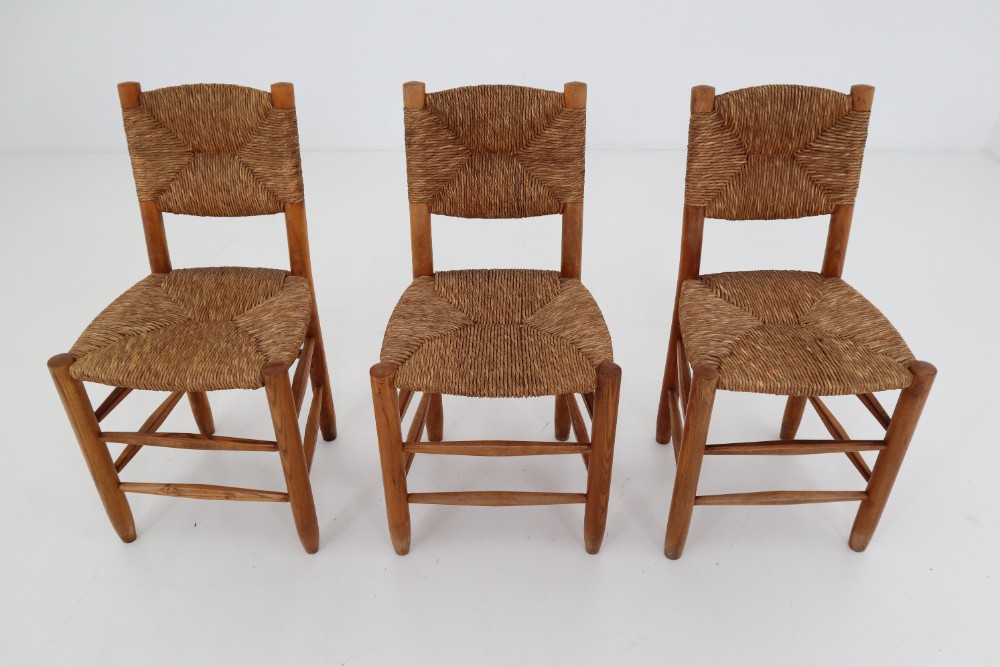 Set of Meribel chairs by Charlotte Perriand for Steph Simon, 1950s