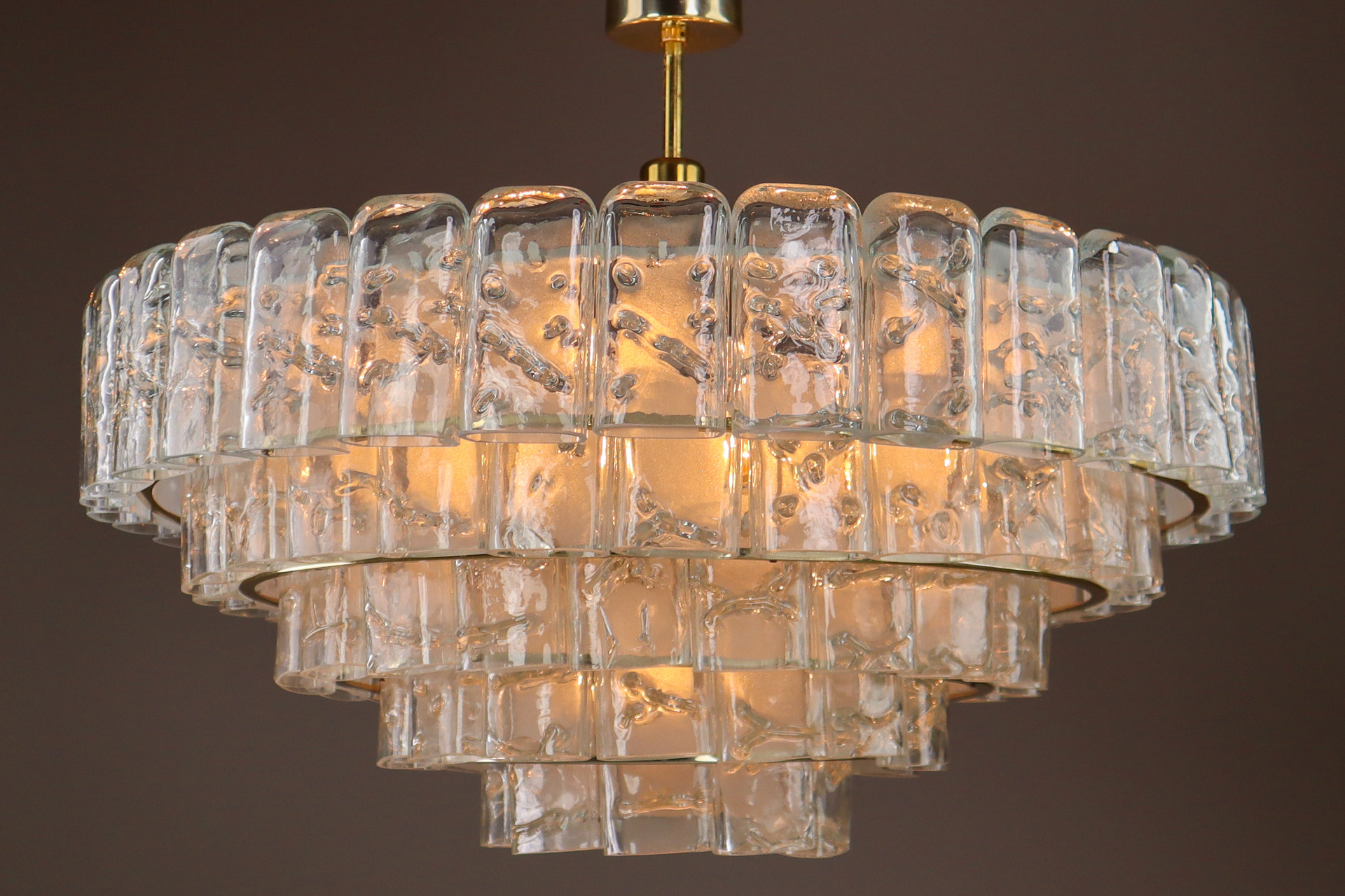 XL Large German Ice Glass Chandelier from Doria Leuchten, Germany  1960s Mid-20th century