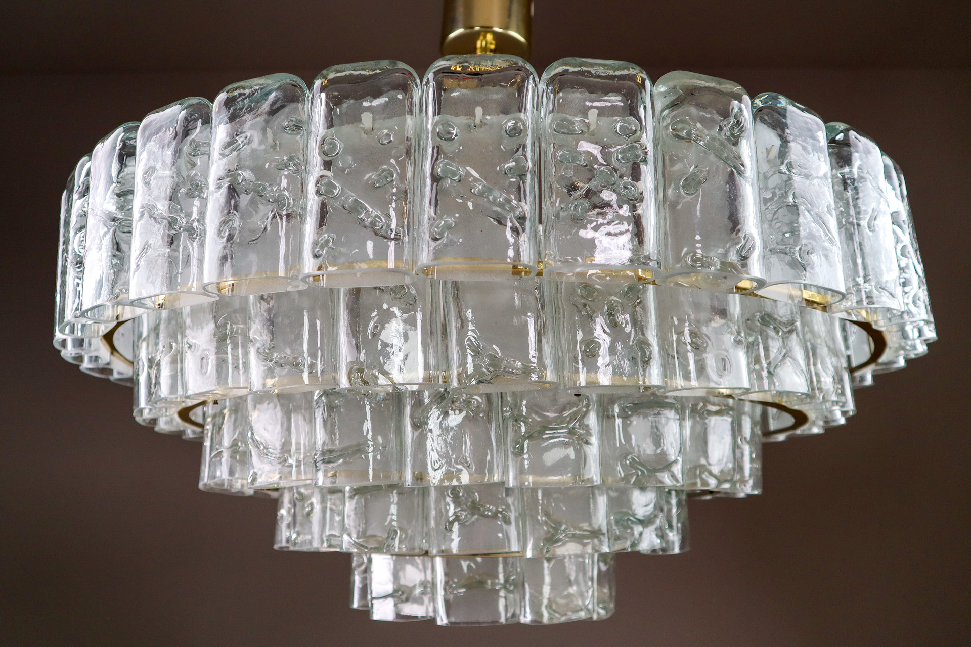 XL Large German Ice Glass Chandelier from Doria Leuchten, Germany  1960s Mid-20th century