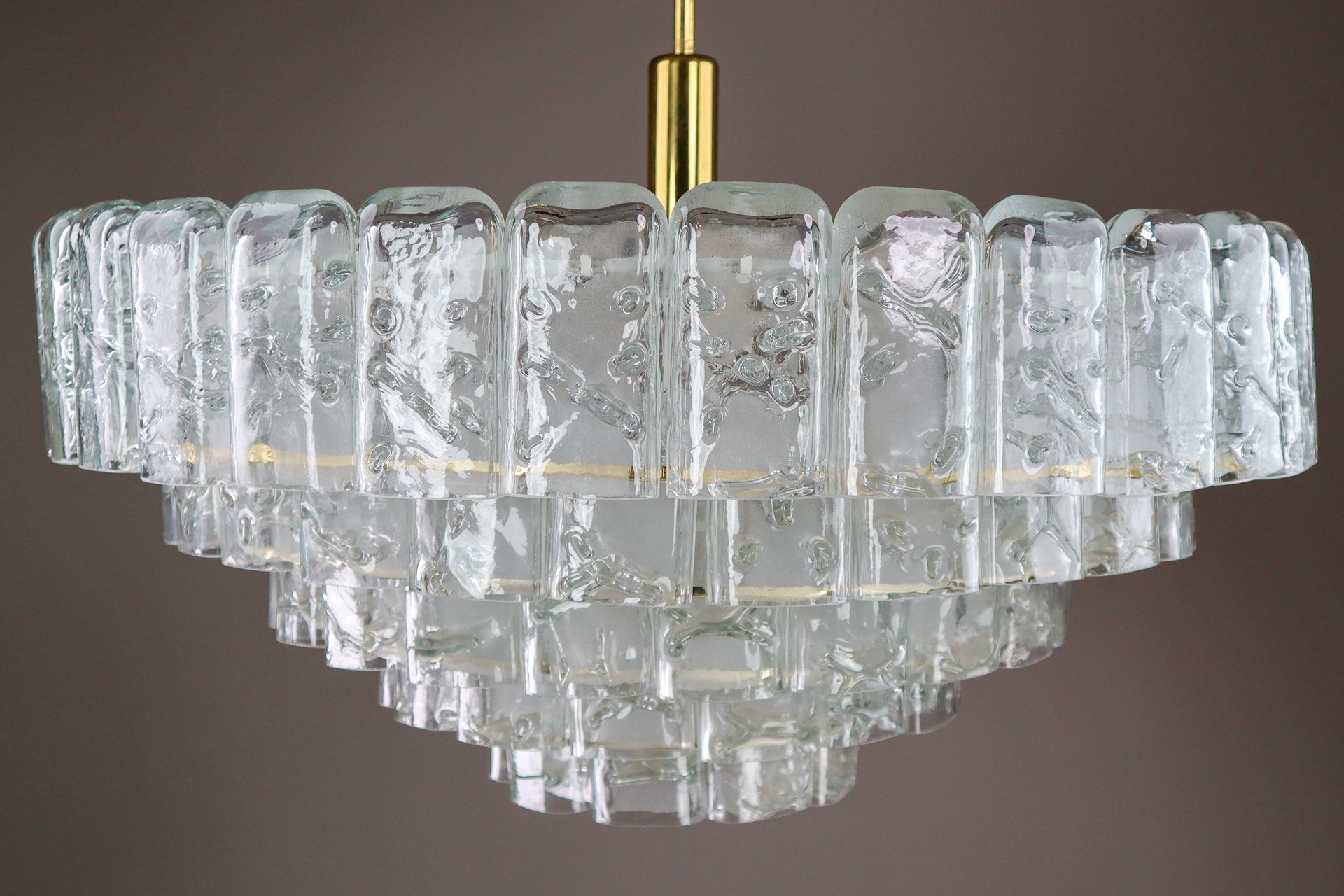 XL Large German Ice Glass Chandelier from Doria Leuchten, Germany  1960s Mid-20th century