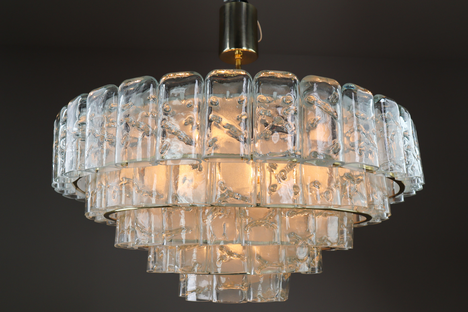 XL Large German Ice Glass Chandelier from Doria Leuchten, Germany  1960s Mid-20th century