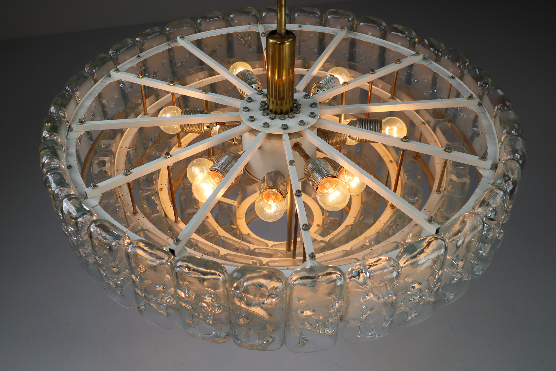 XL Large German Ice Glass Chandelier from Doria Leuchten, Germany  1960s Mid-20th century